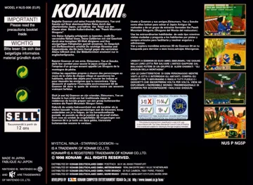 Mystical Ninja Starring Goemon (Europe) box cover back